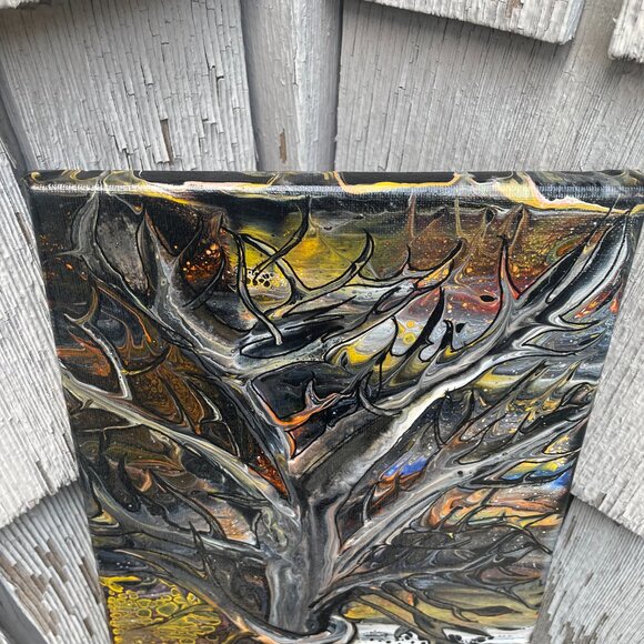 Magical Tree of Life Forest Acrylic on Canvas Painting Signed LAM - Picture 2 of 4